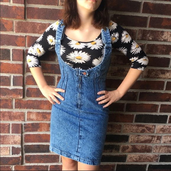 Vintage Dresses & Skirts - Vintage 90’s grunge suspender overall denim dress